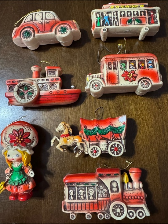 Japan Other - Vintage Rubber Molded Christmas Ornaments  lot of 7
